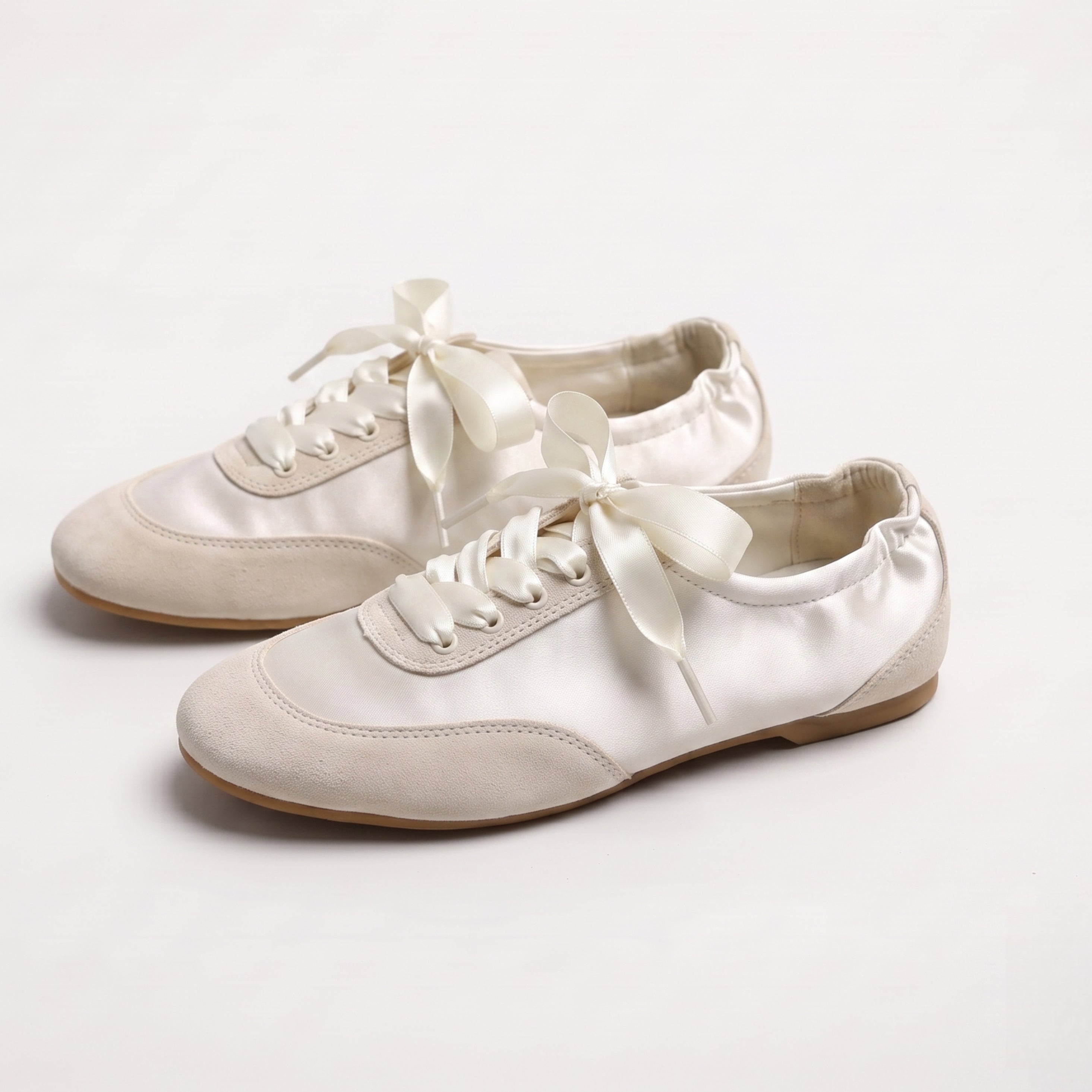The Dual Stride Pink Satin Ribbon Ballet Sneakers