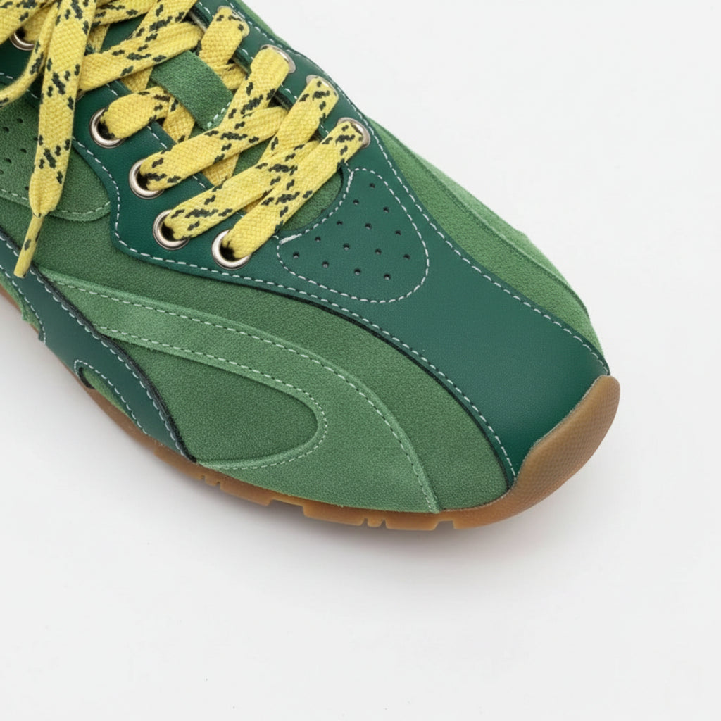 The Dual Stride Women‘s Retro Green Casual Sneakers