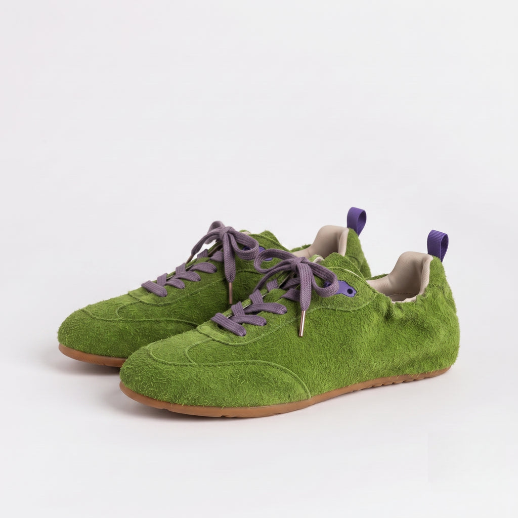 The Dual Stride Men's Green Suede Casual Sneakers