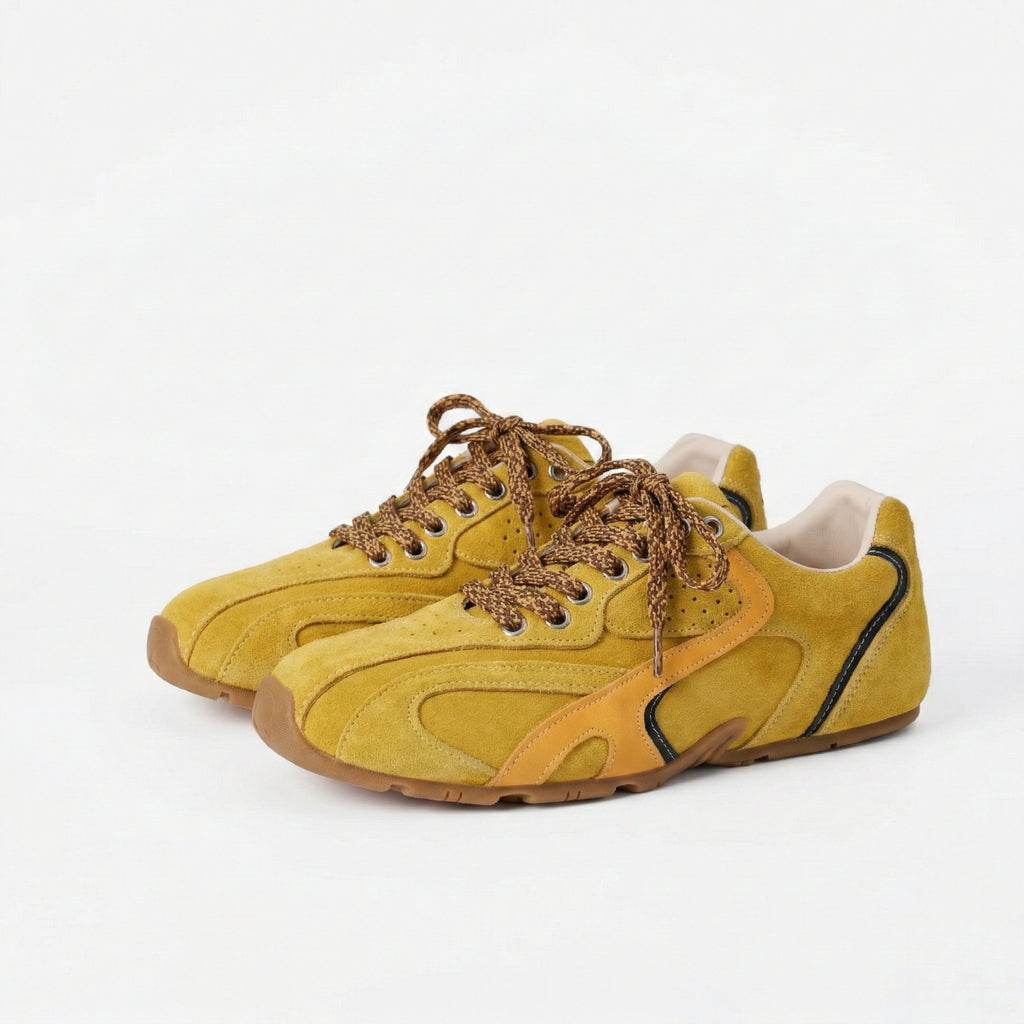 The Dual Stride Women's Retro Bright Yellow Casual Sneakers