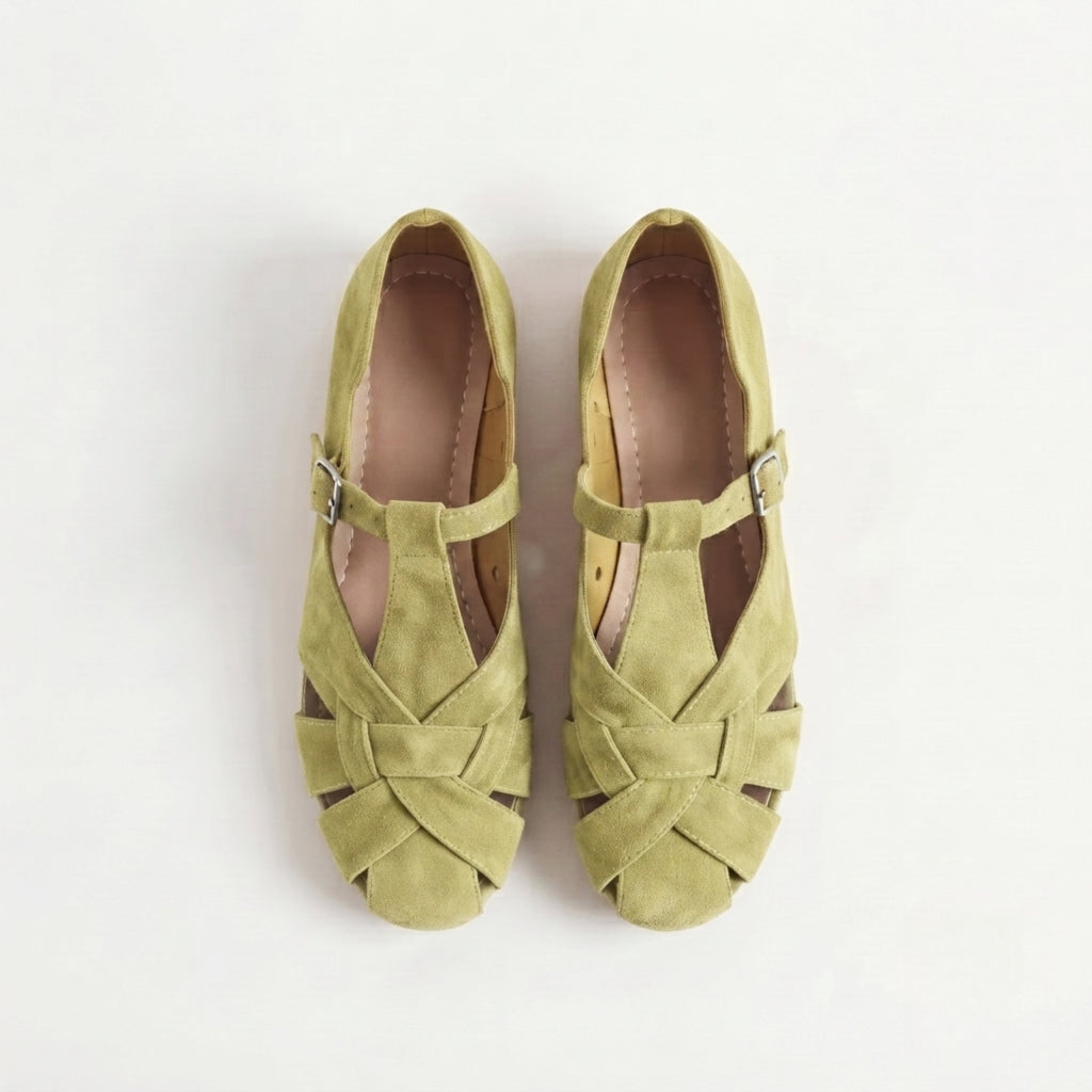 The Dual Stride Chic Suede T-Strap Fisherman Flats