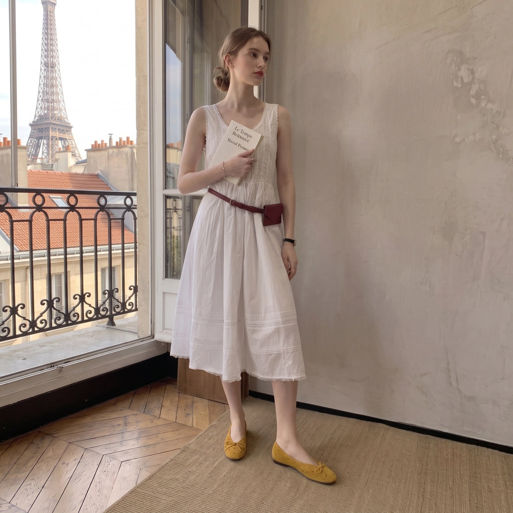 The Dual Stride Yellow Suede Ballet Flats