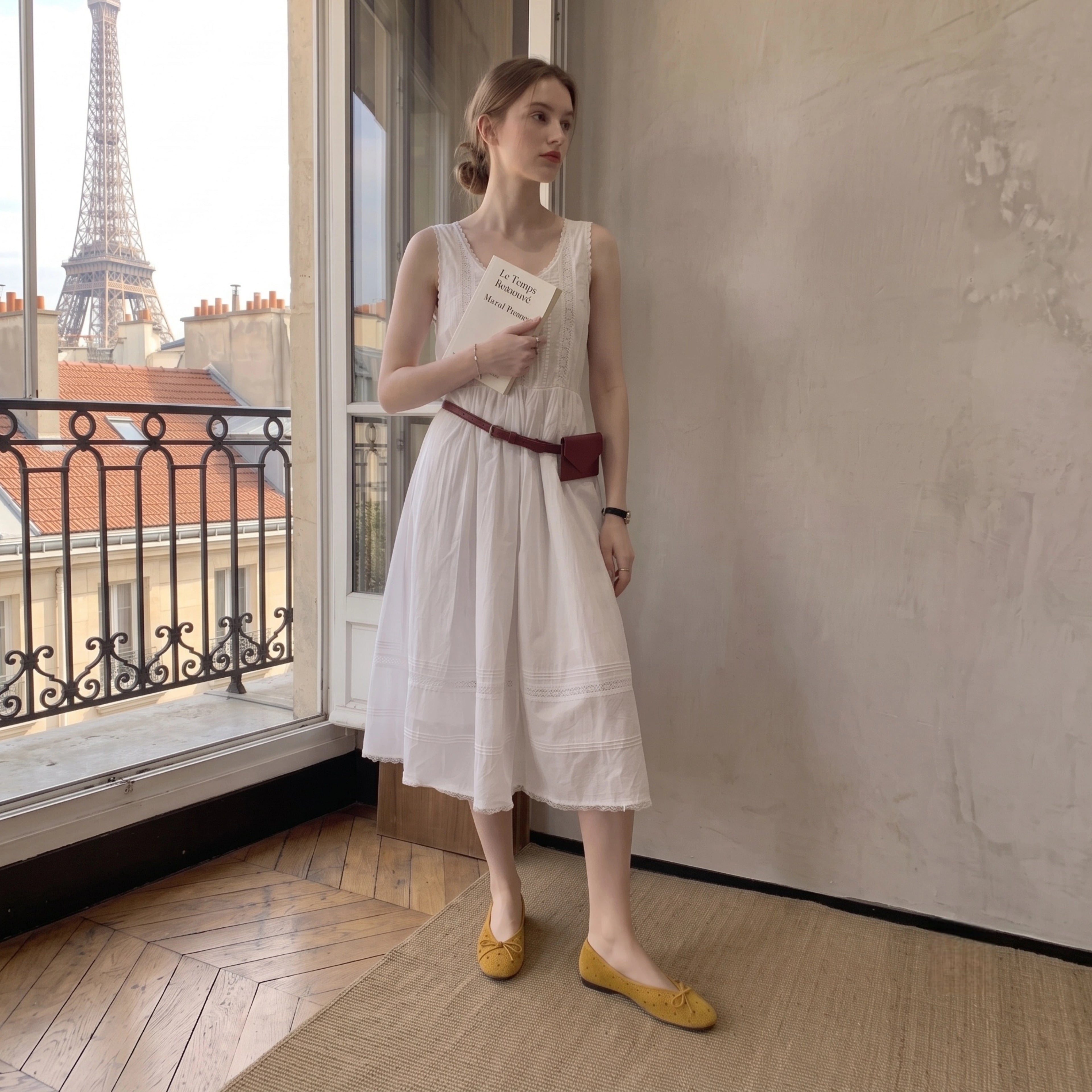 The Dual Stride Yellow Suede Ballet Flats