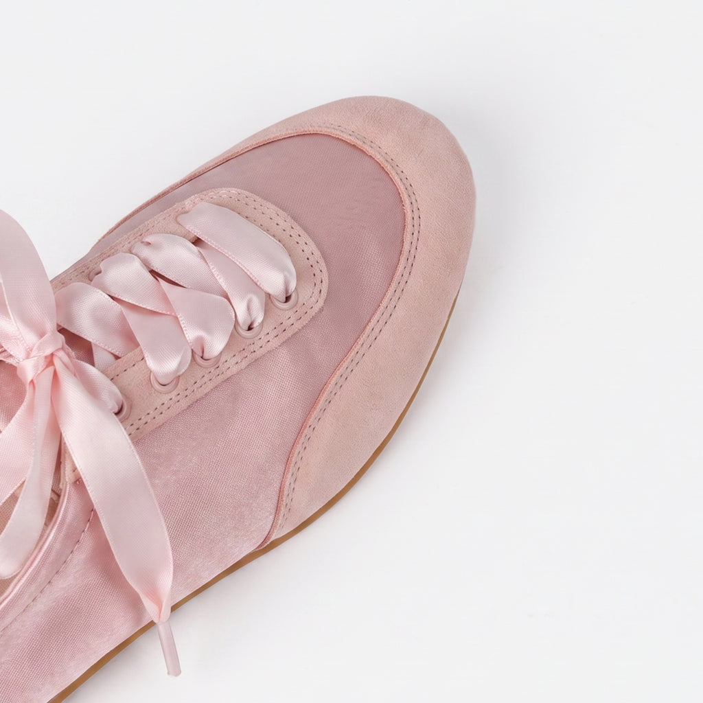 The Dual Stride Pink Satin Ribbon Ballet Sneakers