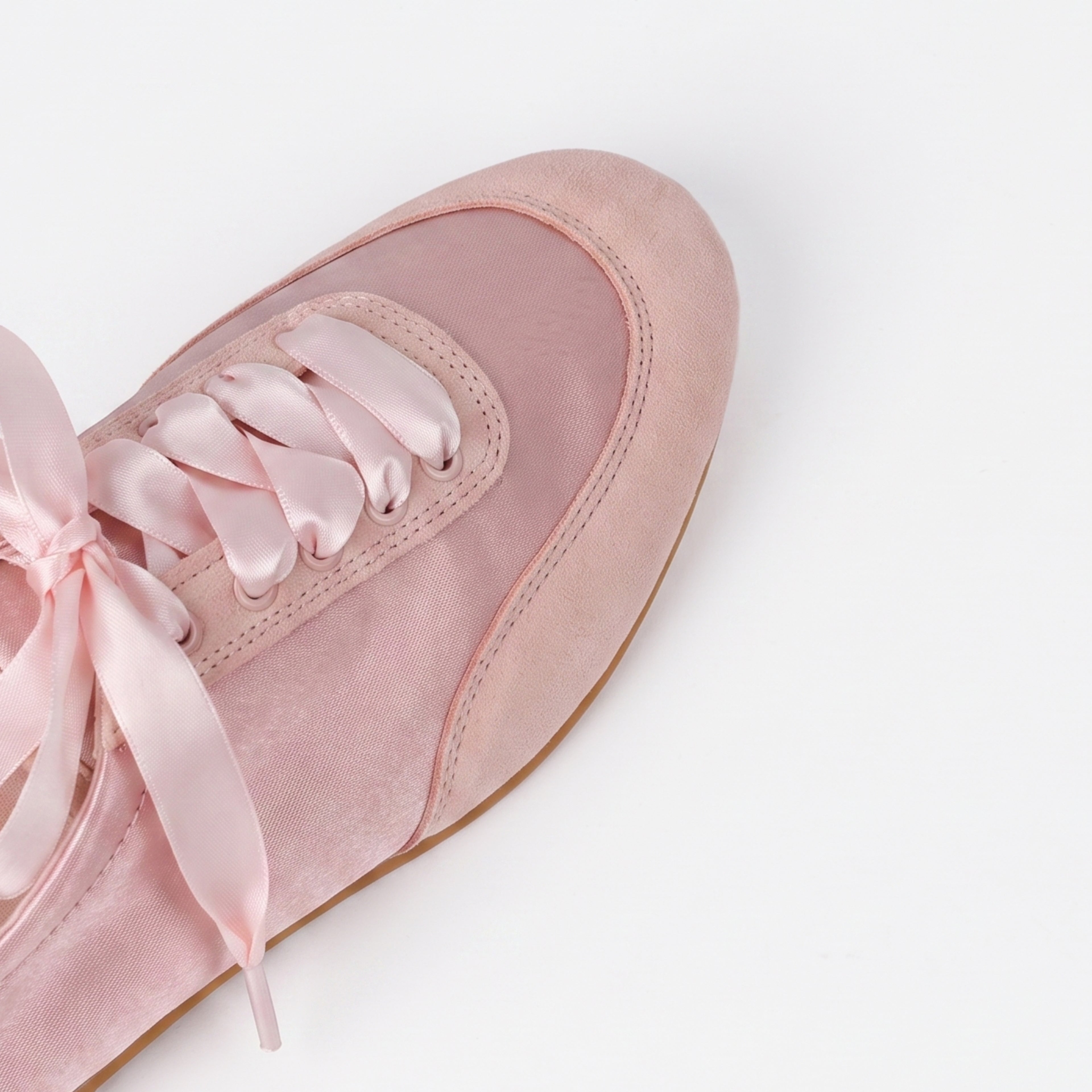 The Dual Stride Pink Satin Ribbon Ballet Sneakers