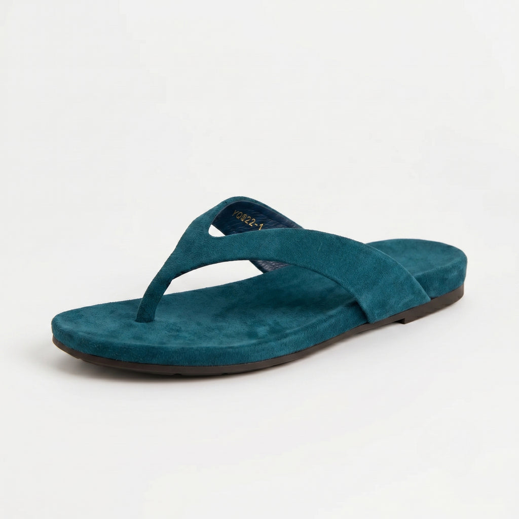 The Dual Stride Deep Teal  Premium Suede Thong Sandals