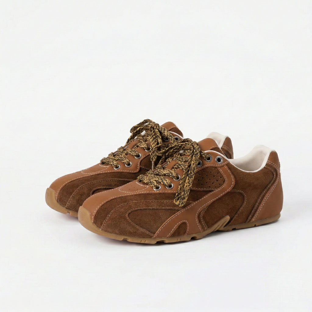 The Dual Stride Women's Retro Dark Brown Casual Sneakers