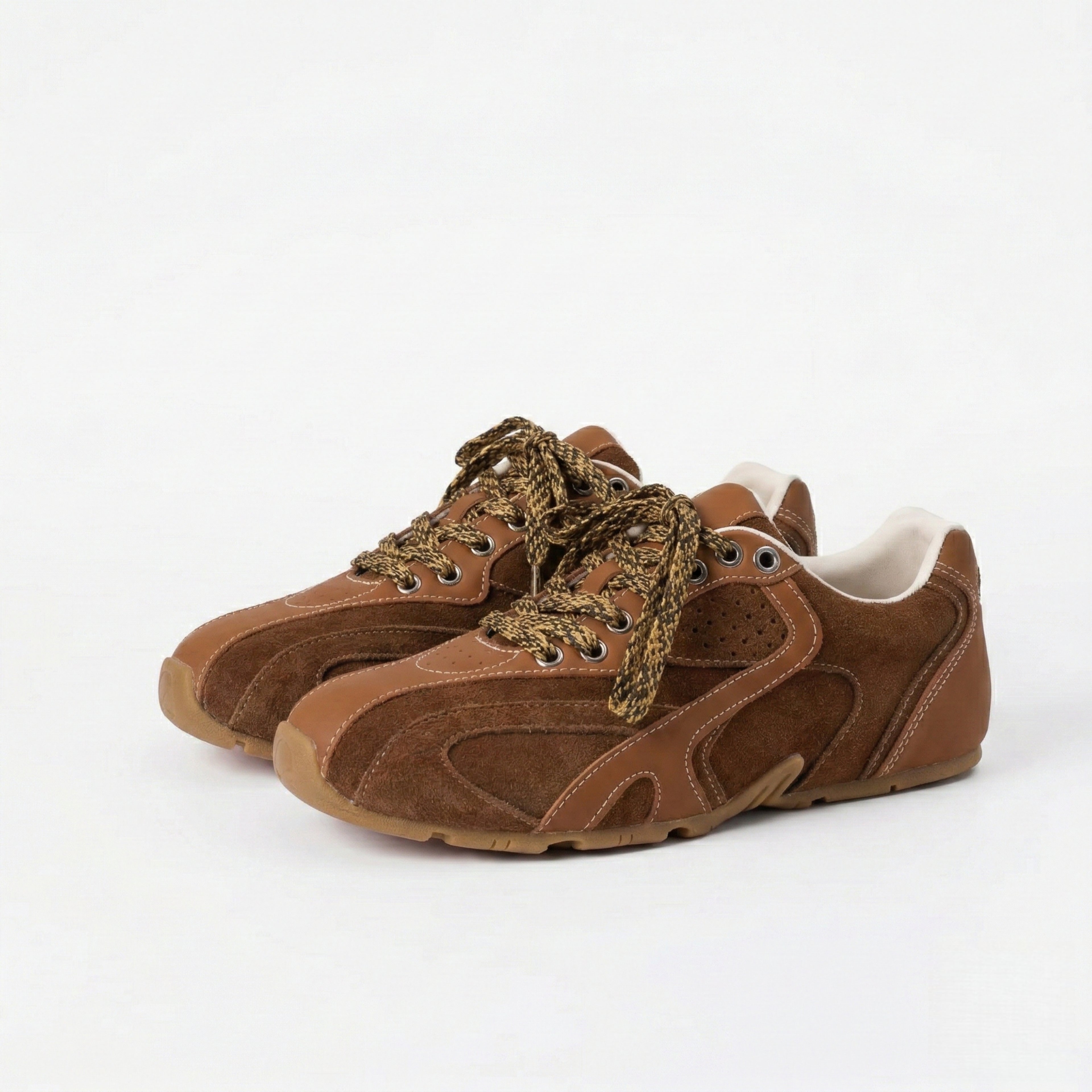 The Dual Stride Women's Retro Dark Brown Casual Sneakers