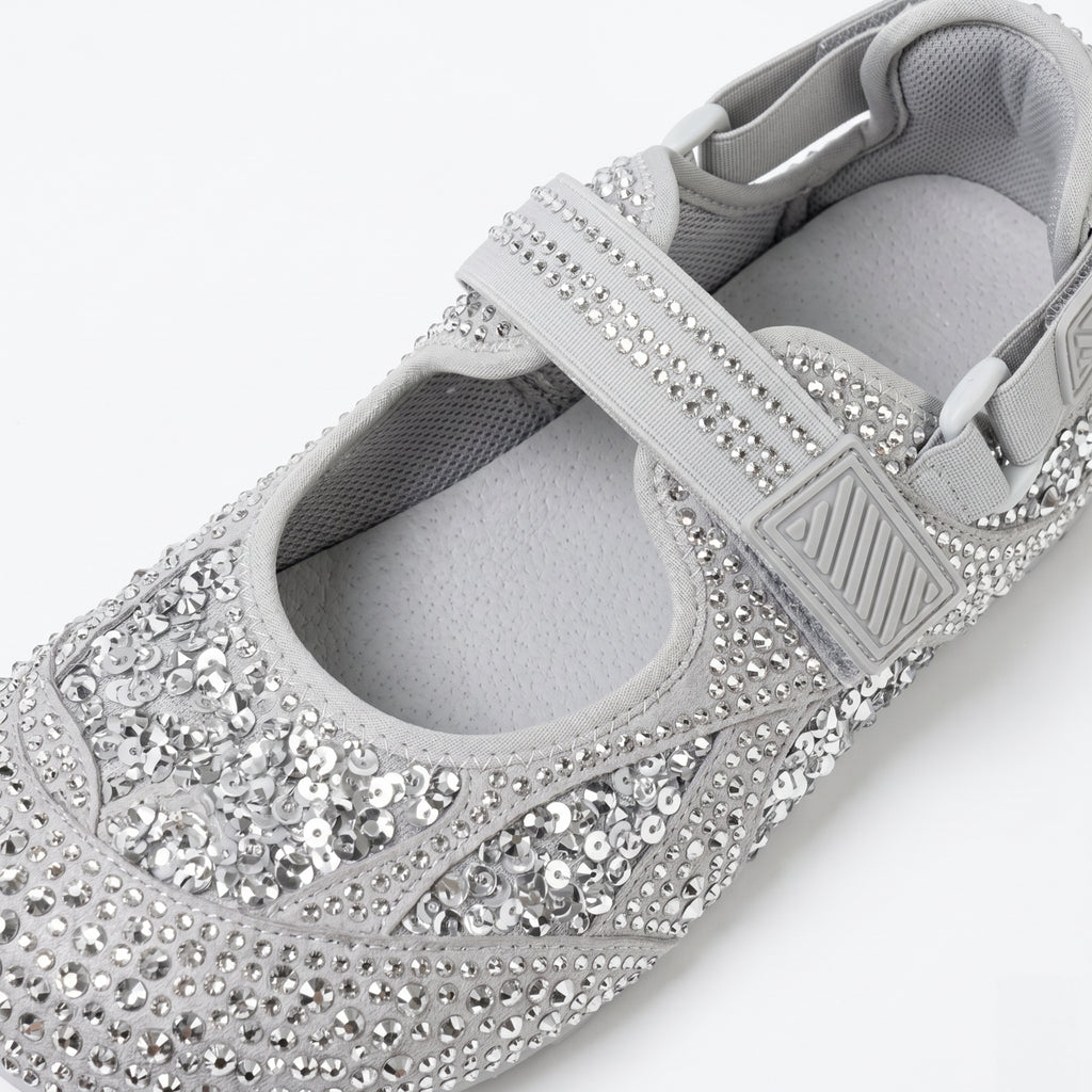 The Dual Stride Silver Rhinestone & Sequin Sporty Mary Janes