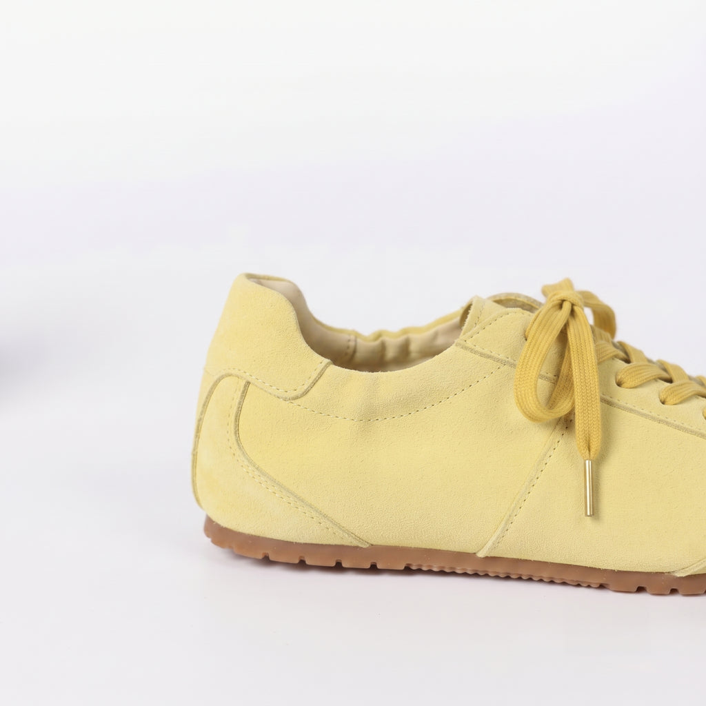 The Dual Stride Retro Light Yellow Suede Casual Sneakers