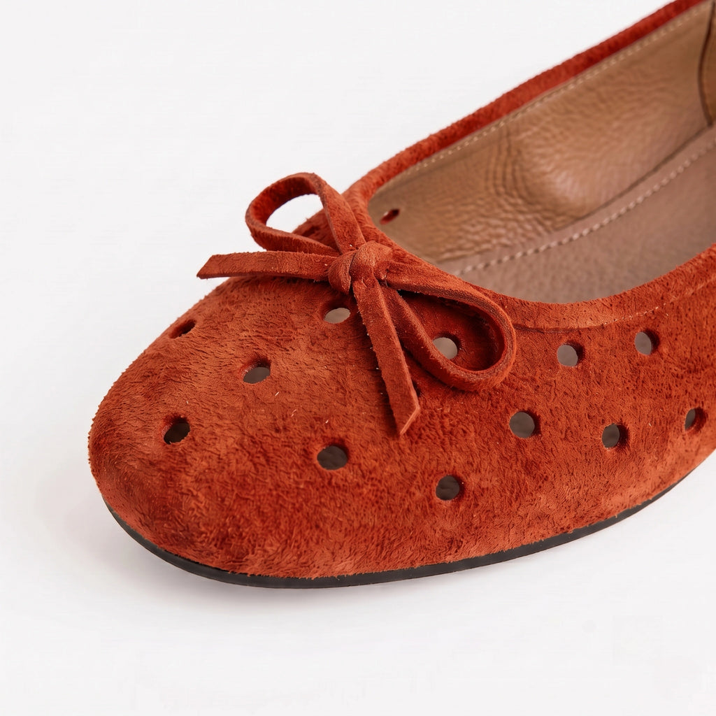The Dual Stride Red Suede Ballet Flats
