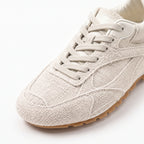 The Dual Stride White Suede Retro Low-Profile Sneakers for Women