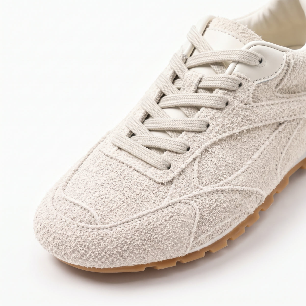 The Dual Stride White Suede Retro Low-Profile Sneakers for Women