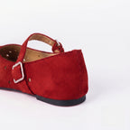 The Dual Stride Women's Red Perforated Suede Mary Jane Flats