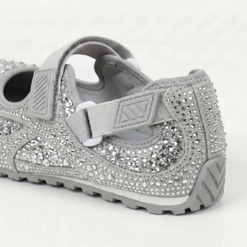 The Dual Stride Silver Rhinestone & Sequin Sporty Mary Janes