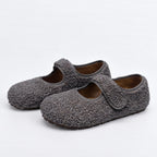 The Dual Stride Gray Cozy Fleece Mary Jane Flats