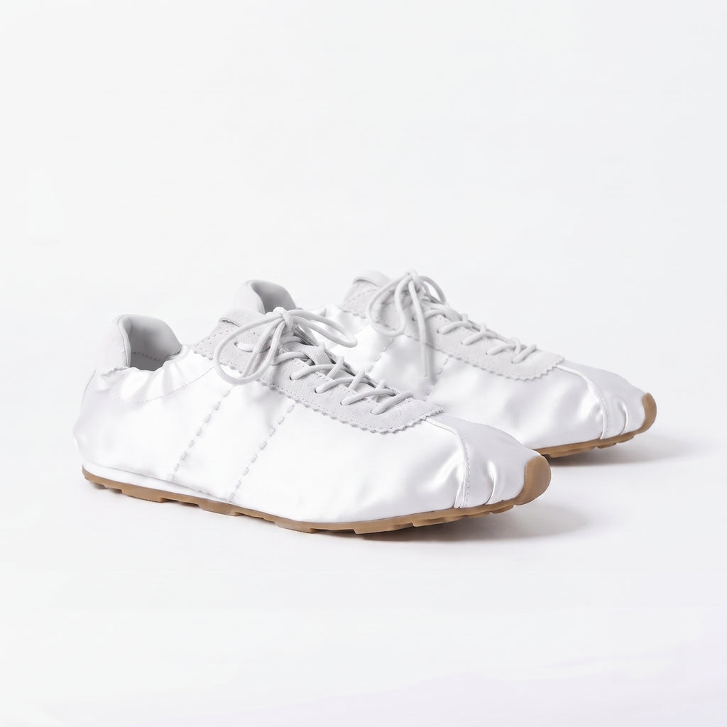 The Dual Stride Women‘s White Satin Ballet Trainers