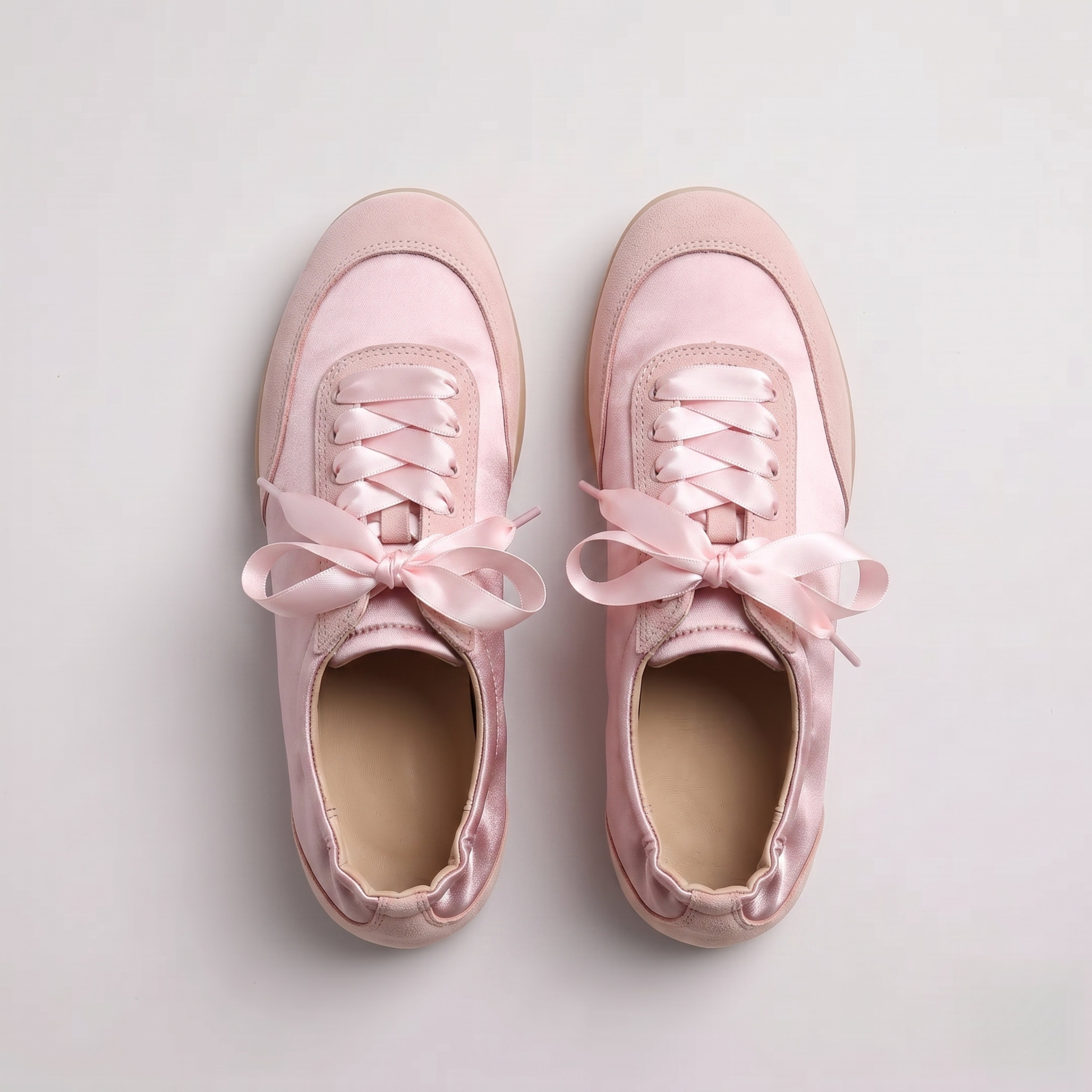 The Dual Stride Pink Satin Ribbon Ballet Sneakers