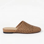 The Dual Stride Brown Woven Leather Mules