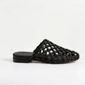 The Dual Stride Women's Black Woven Leather Mule