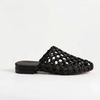 The Dual Stride Women's Black Woven Leather Mule