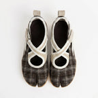 The Dual Stride Grey Vintage Plaid Tabi Mary Janes