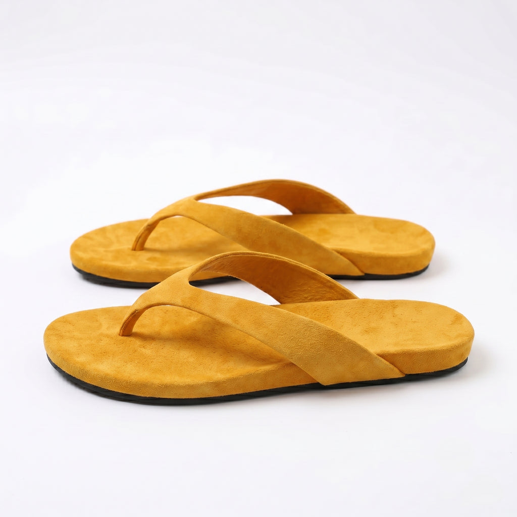 The Dual Stride Deep Yellow Premium Suede Thong Sandals