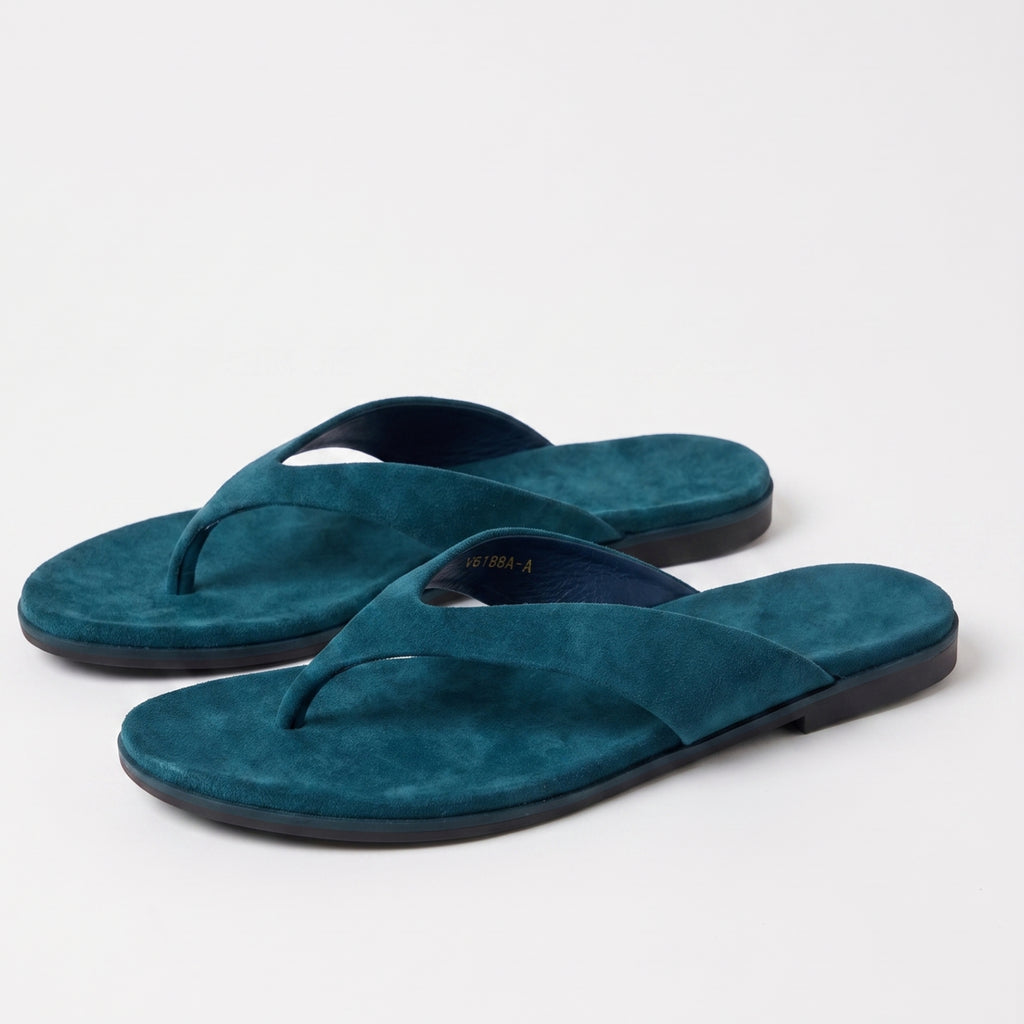 The Dual Stride Deep Teal  Premium Suede Thong Sandals