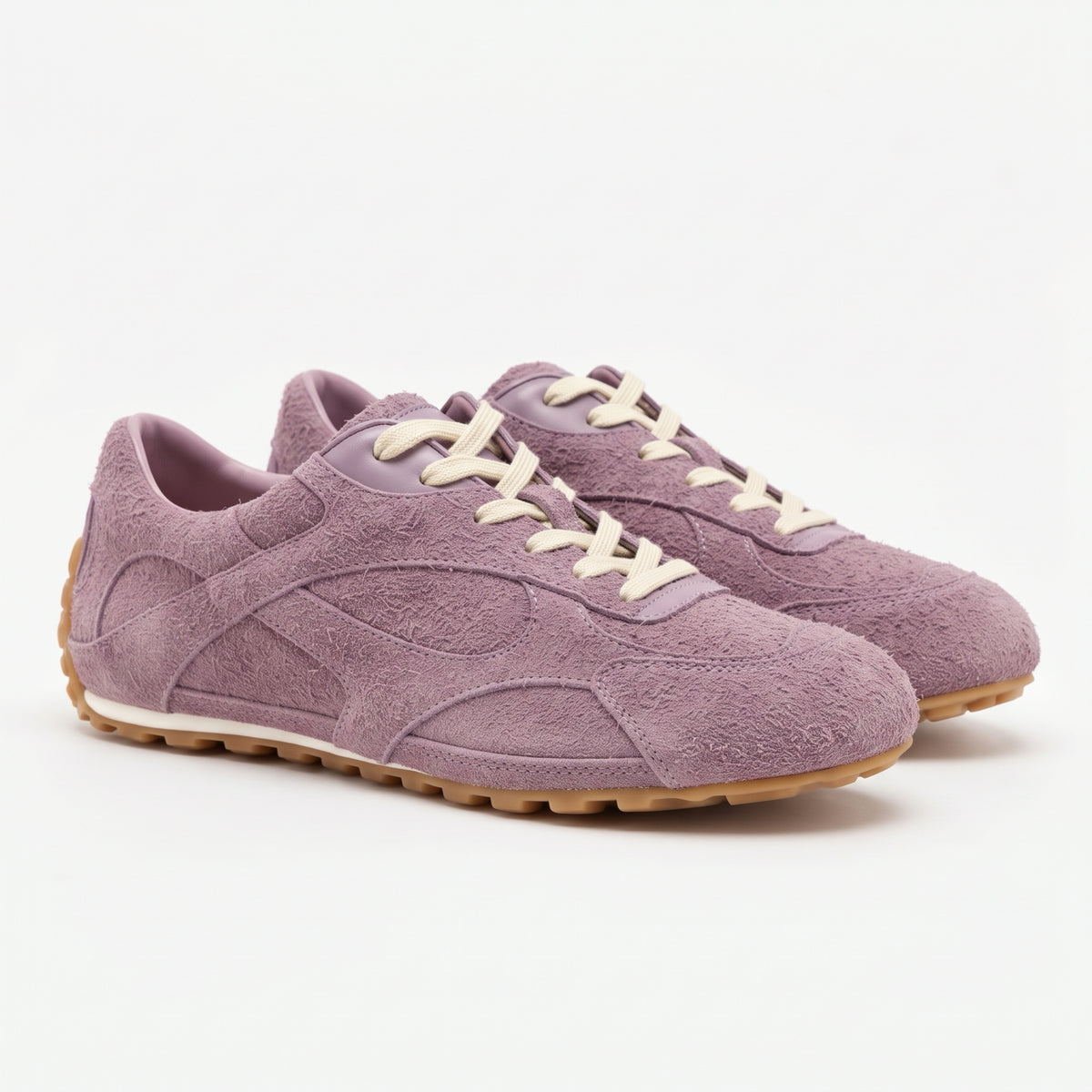 The Dual Stride Dusty Pink Suede Retro Low-Profile Sneakers