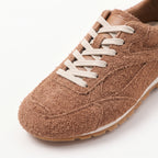 The Dual Stride Women's Brown Suede Retro Lace-Up Casual Sneakers