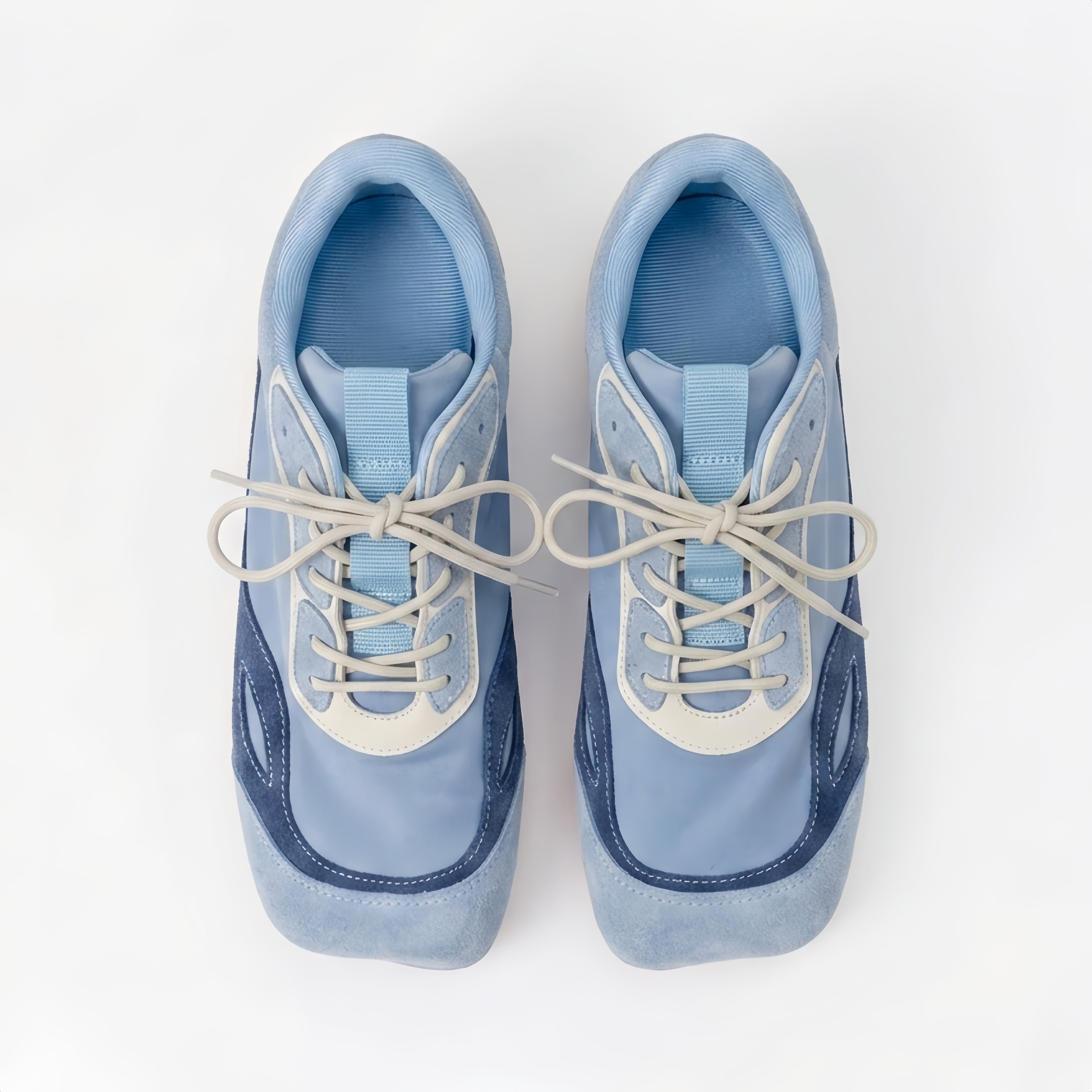 The Dual Stride Blue Square-Toe Minimalist Retro Trainer