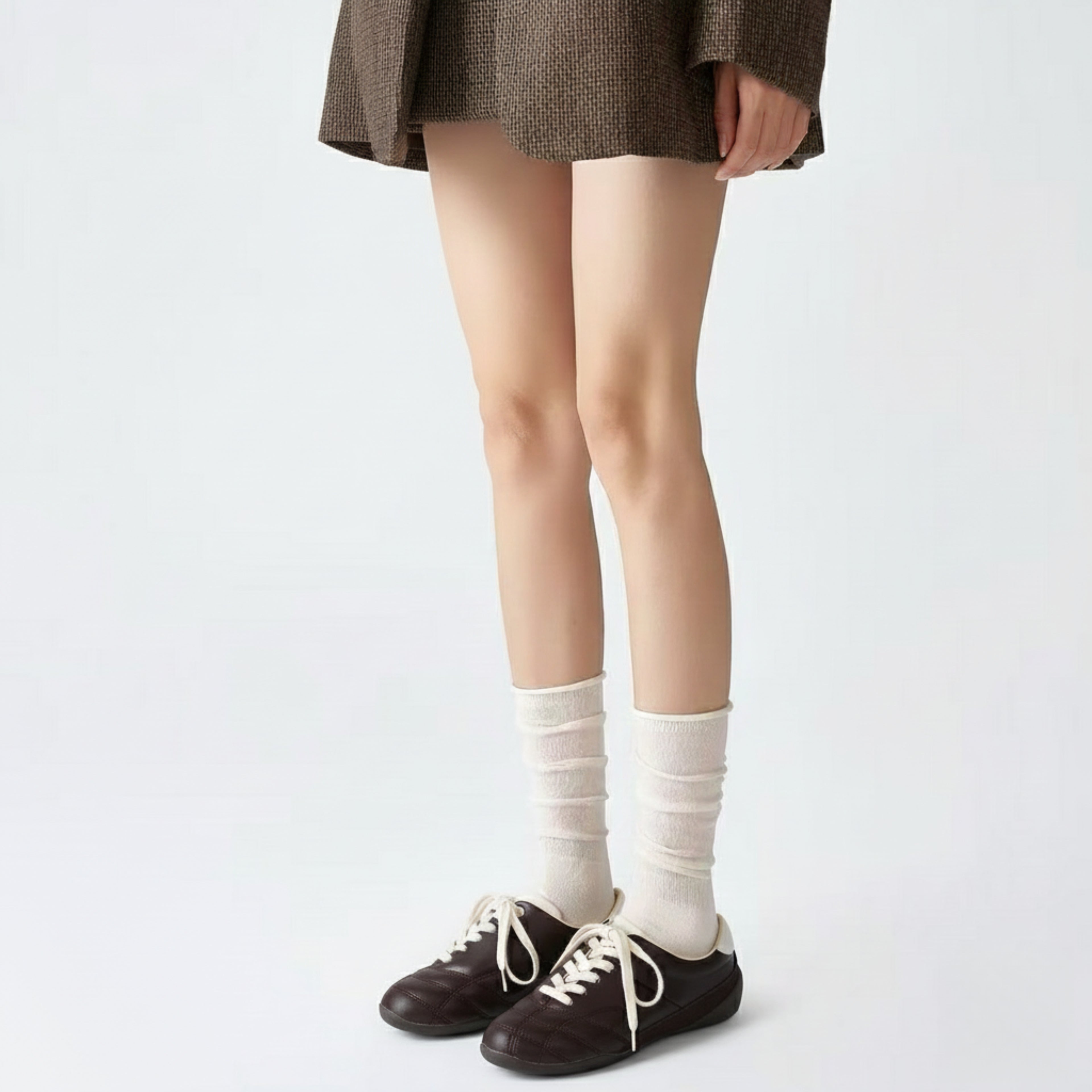 The Dual Stride Women‘s Genuine Leather Casual Brown Sneakers