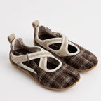 The Dual Stride Grey Vintage Plaid Tabi Mary Janes