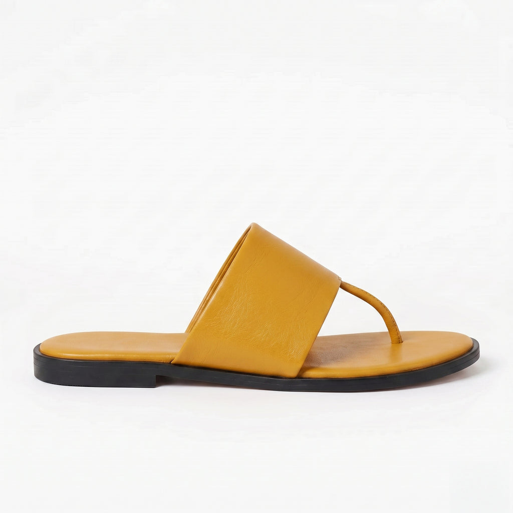 The Dual Stride Yellow Calfskin Thong Sandals