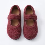 The Dual Stride  Red Cozy Fleece Mary Jane Flats