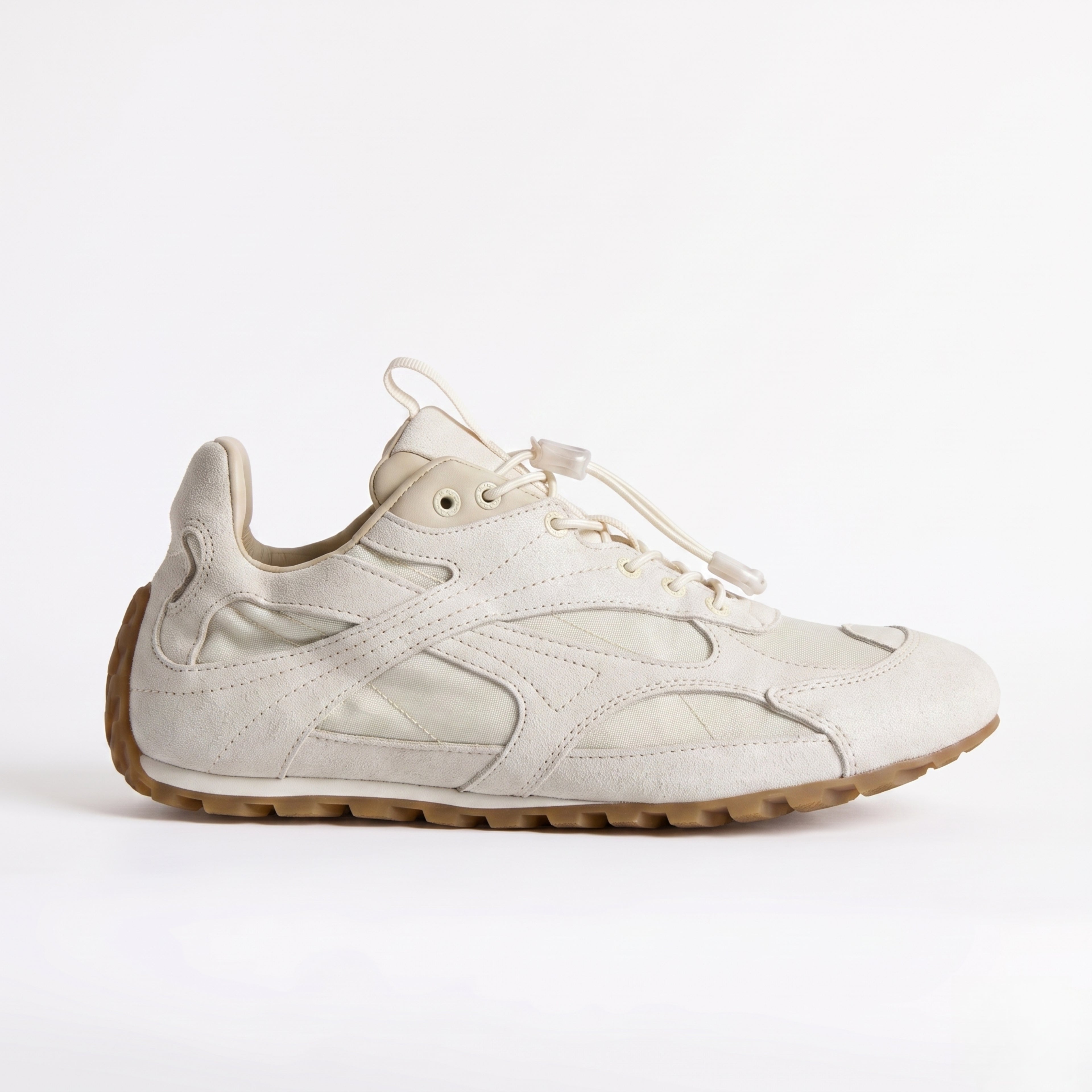 The Dual Stride Men's White Suede & Mesh Performance Sneakers