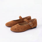 The Dual Stride Women's Brown Perforated Suede Mary Jane Flats