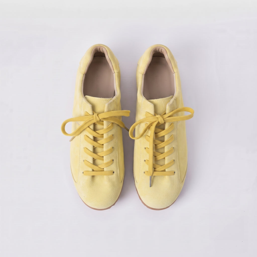 The Dual Stride Retro Light Yellow Suede Casual Sneakers