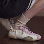The Dual Stride White Casual Retro Low-Top Sneakers