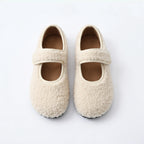The Dual Stride  White  Cozy Fleece Mary Jane Flats