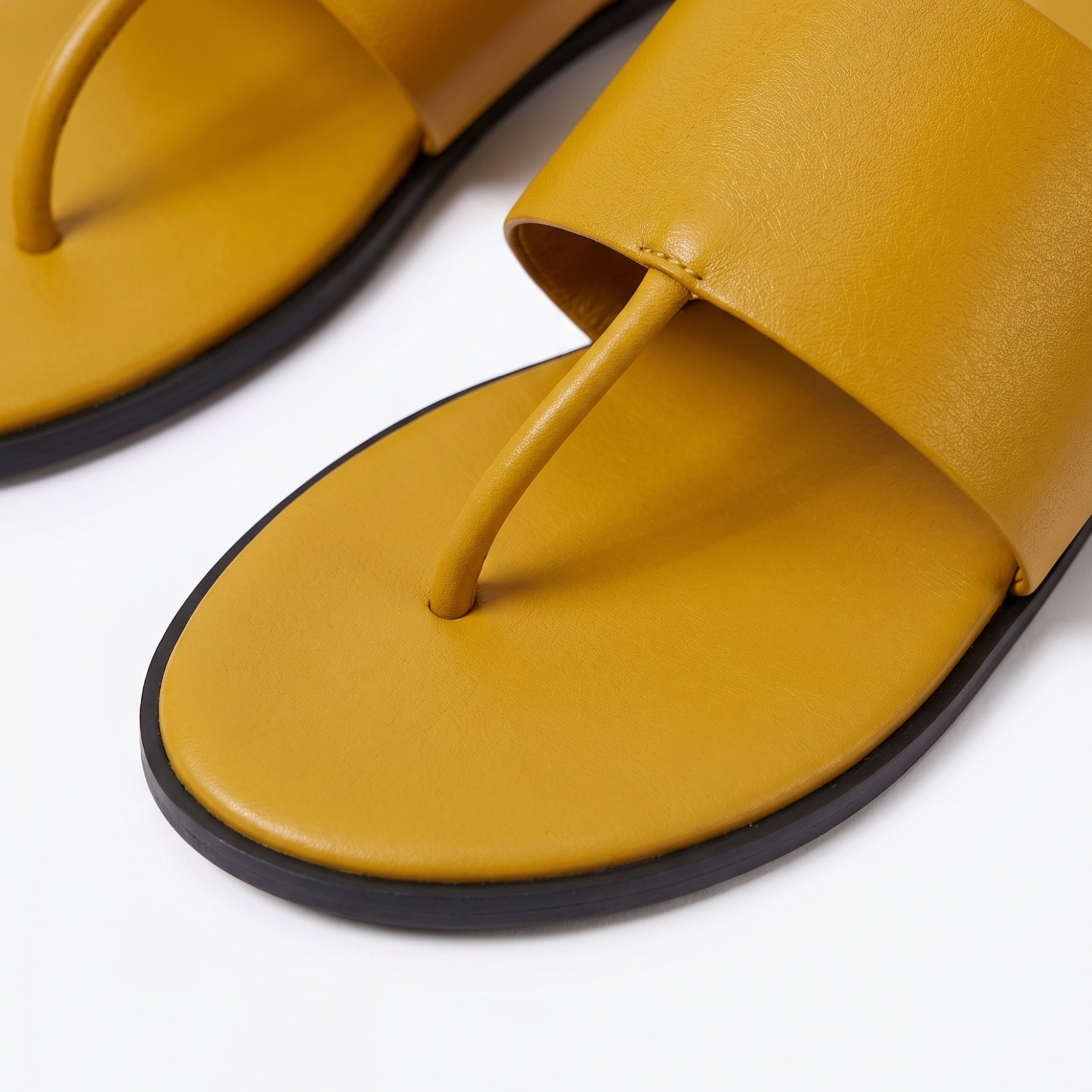 The Dual Stride Yellow Calfskin Thong Sandals