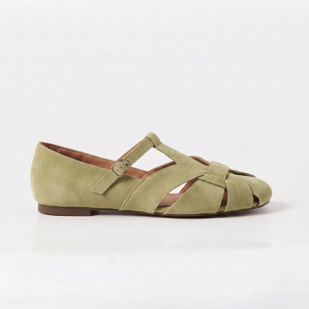 The Dual Stride Chic Suede T-Strap Fisherman Flats