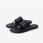 The Dual Stride Black Calfskin Thong Sandals