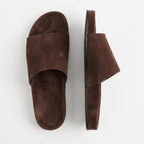 The Dual Stride Chocolate Brown Minimalist Suede Slide Sandals