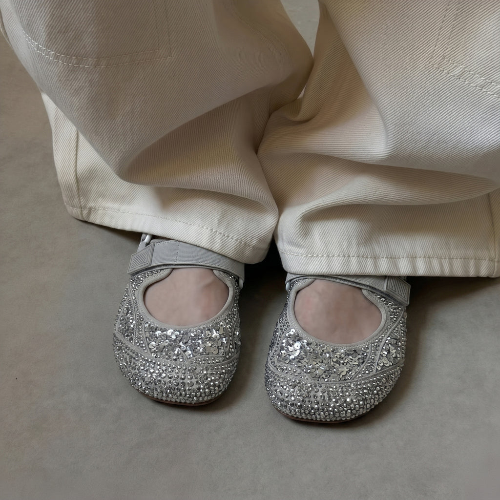 The Dual Stride Silver Rhinestone & Sequin Sporty Mary Janes