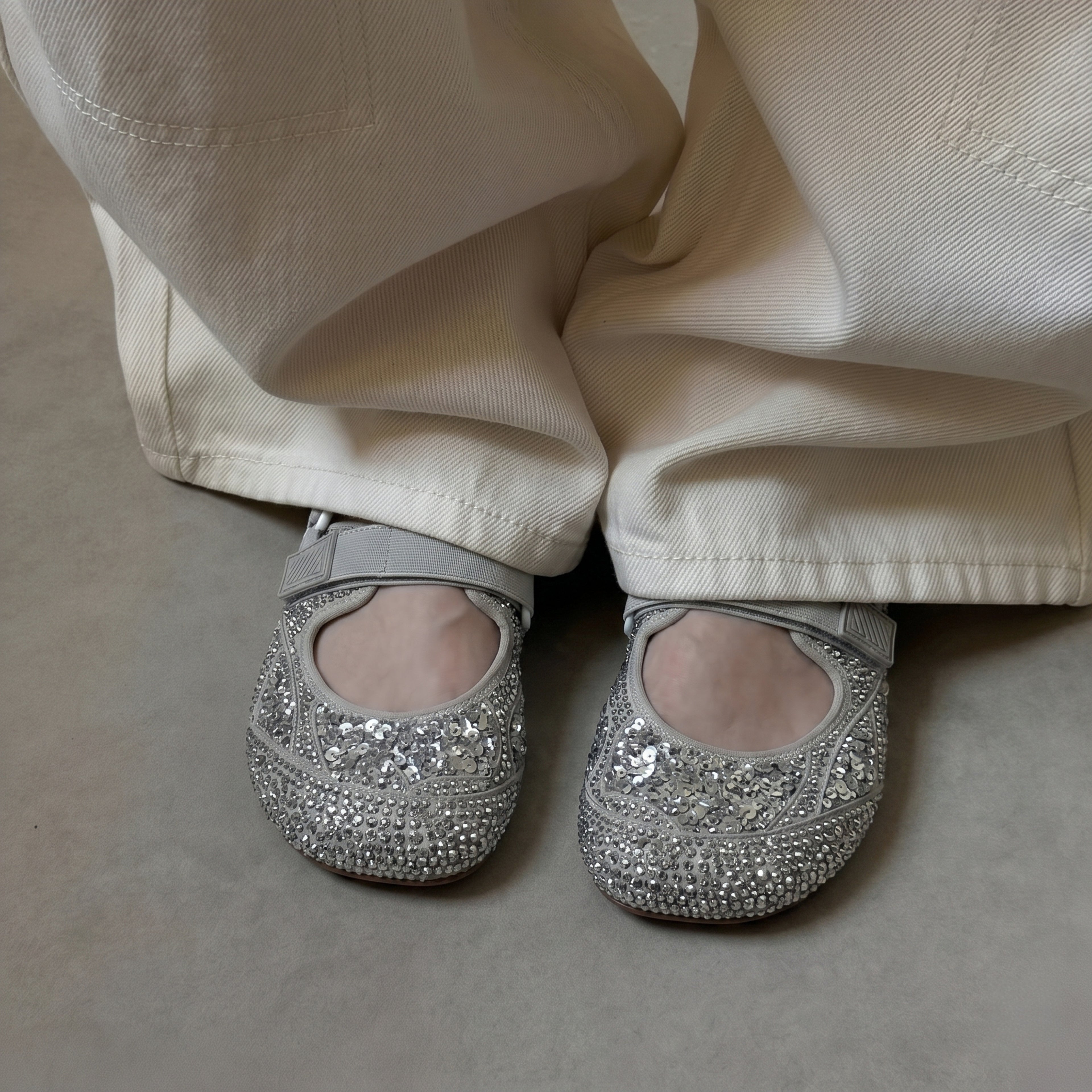 The Dual Stride Silver Rhinestone & Sequin Sporty Mary Janes