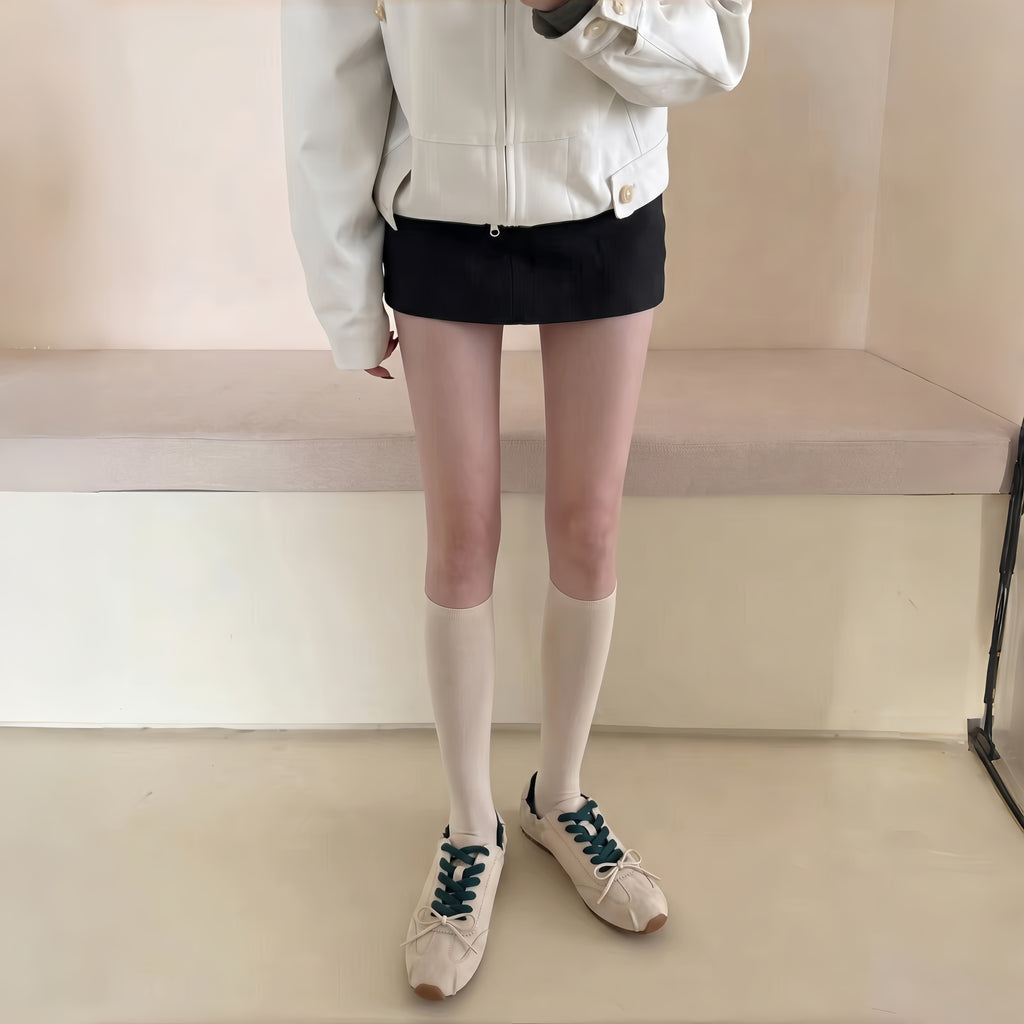 The Dual Stride Beige Retro Casual Sneakers