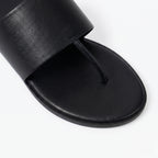 The Dual Stride Black Calfskin Thong Sandals
