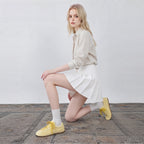 The Dual Stride Retro Light Yellow Suede Casual Sneakers