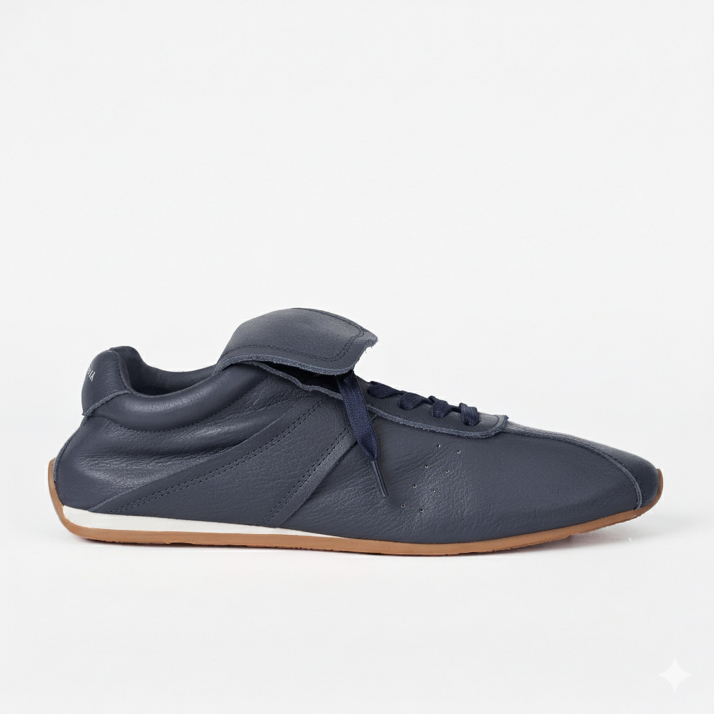 The Dual Stride Women's Navy blue Retro Genuine Leather Sneakers